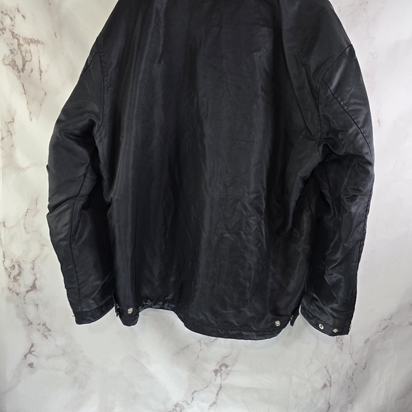 Vintage Levis Jacket Mens Large Black Silver Tab Trucker 90s Fleece Lined Zip - Picture 7 of 13